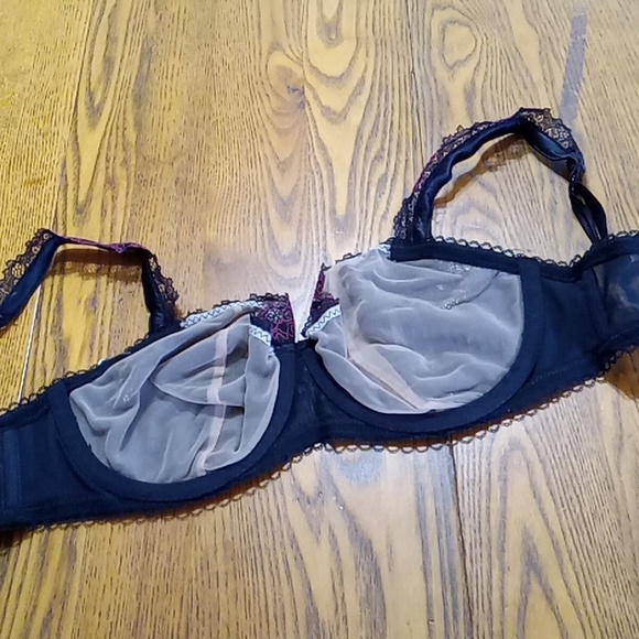 FELINA LACE BRA 34D Intimates Womens New Bralette UNDERWIRE Black Pink - Picture 4 of 6
